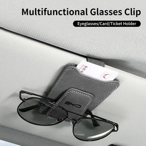 Car Sun Visor Glasses Clip Leather Sunglasses Card Holder For BYD F3 I3 F0 F6 S6 S8 E5 E6 G3 G6 L3 S7 M6 Tang Song Qing Yuan Max - Image 2