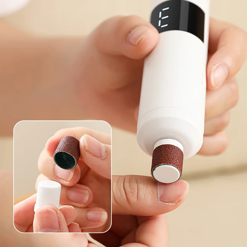 مطحنة قدم كهربائية 2 في 1 ومطحنة أظافر - معدات إصلاح القدم USB مع تعديل 3 سرعات و16 رأسًا قابلة للتبديل