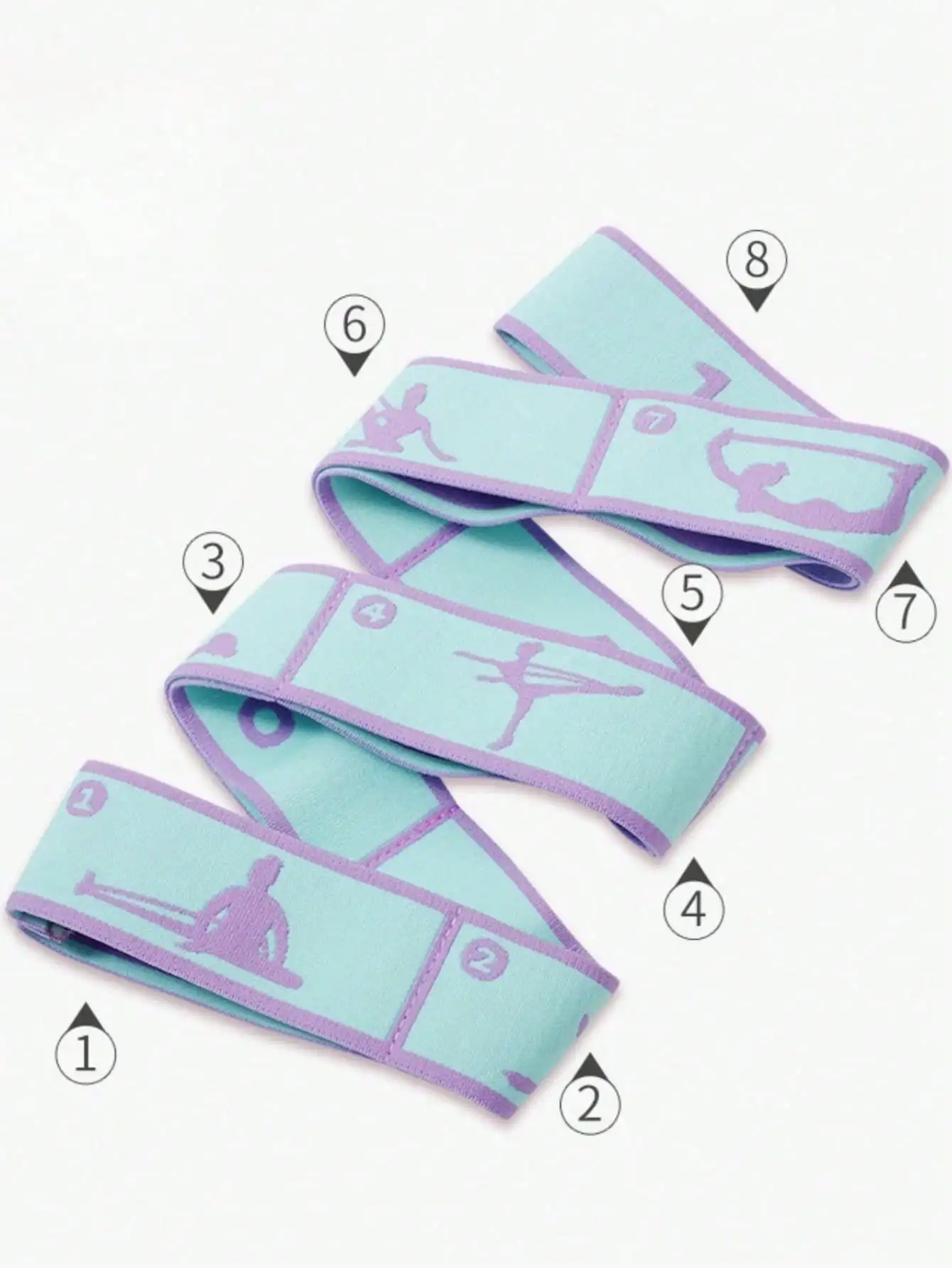 1PC Stretch-Resistant High-Resilience Resistance Band 34.5Inch Fit Yoga Pilates Gymnastics Dance 8 Sections Flexible Motion Band