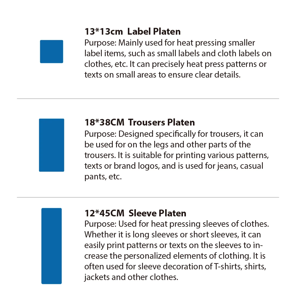 Quick Removable Different Format Heat Press Plate Baseplate Sets