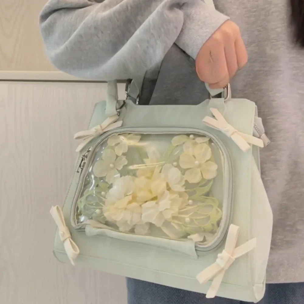 Słodka śliczna kokardka japońska śliczna Kawaii Itabag przezroczysta torba na ramię Bolso torby Crossbody torebki damskie