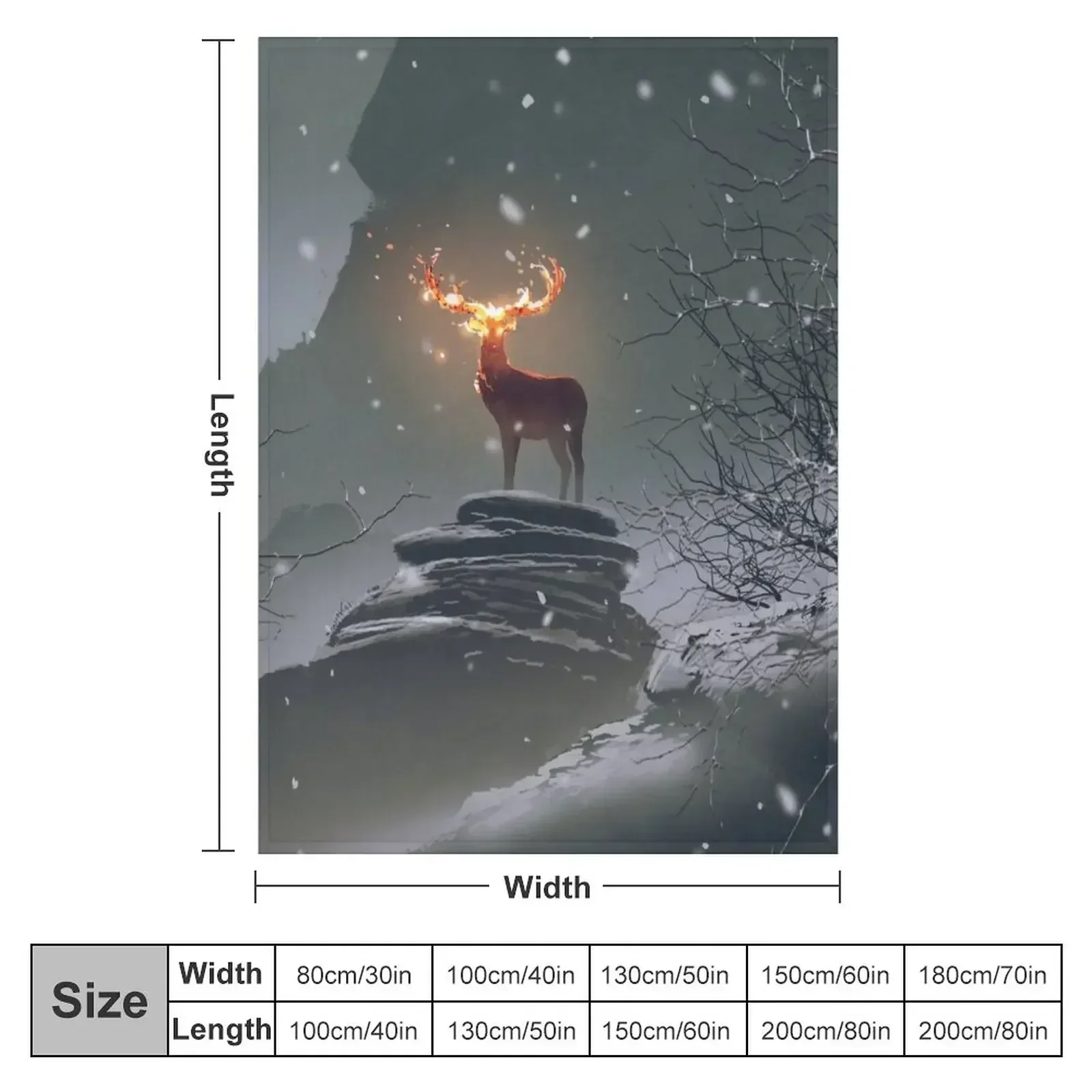 Legendary Animals Fiery Deer by Ian Fantasy Throw Blanket couch cozy soft plush fuzzy picnic outdoor blanket