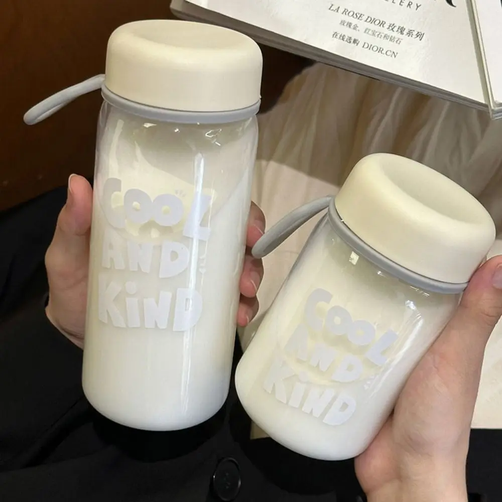 

400/600ml Transparent Plastic Cup Transparent Lifting Rope Milk Water Bottles Fall Prevention Leakproof Drinking Water Bottle