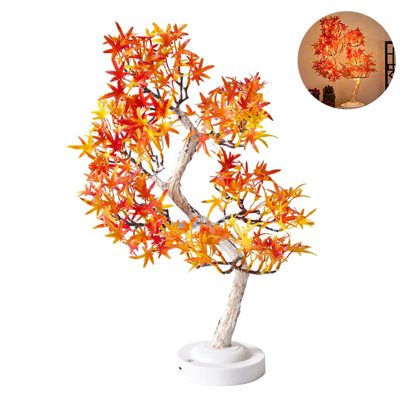 LED Tafelblad Boomlamp Batterij Fairy Tree Nachtverlichting met verwijderbare basis voor Feest Huwelijkscadeau Camping Zomer Nachtkastje Decor