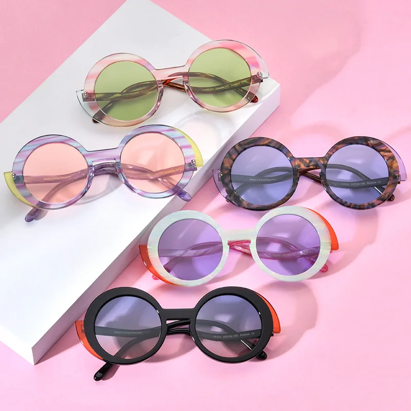 

Niche literary spell multi-color retro round sunglasses polarized UV400 fashion personality driver colored glasses round face