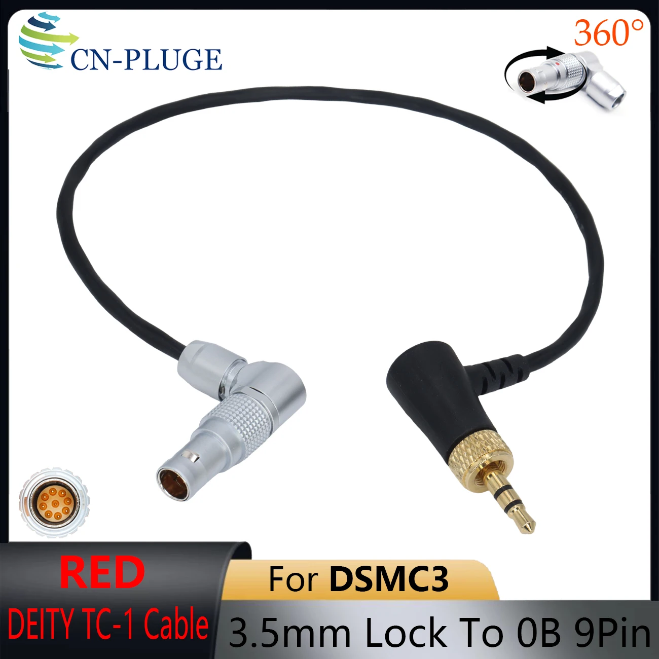 RED KOMODO /RED V-RAPTOR XL Camera To DEITY TC-1 Time Code Synchronization Cable 0B 9 Pin To 3.5mm With Locked  Microphone Time