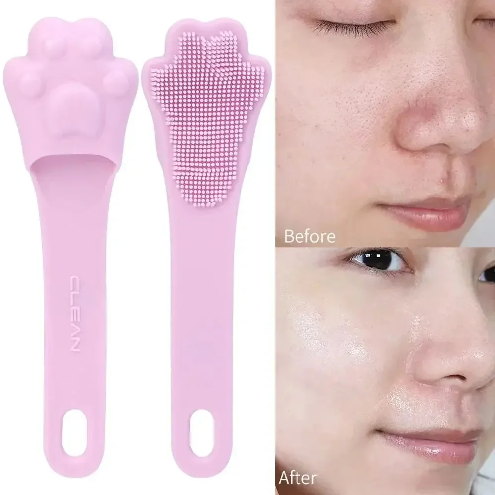Soft Silicone Nose Brush Cat Claw Shape Nose Pore Facial Pore Cleaner Blackhead Cleaning Tool Face Washing Brush