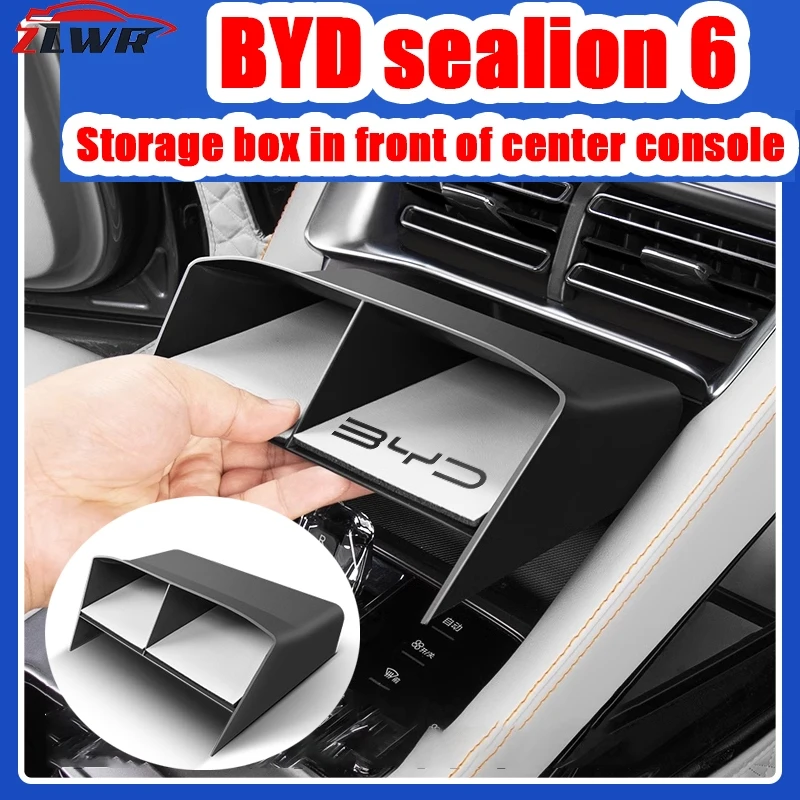 ZLWR BYD Sealion 6 front center console car storage box, wireless charging silicone pad, suitable for BYD auto accessories