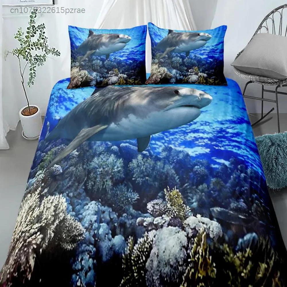 Tiger Shark Duvet Cover Set UK Single Double Queen US Twin Full King Size  Bed Linen Set