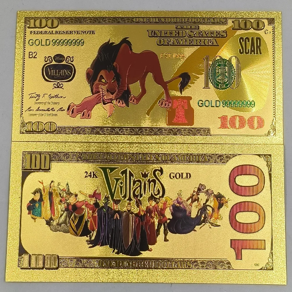 Carte de film MINISO 4 modèles |   Billets d'or des méchants/princeses des dessins animés et des dessins animés américains |   Cadeau de jouet de collection pour enfants pour anniversaire