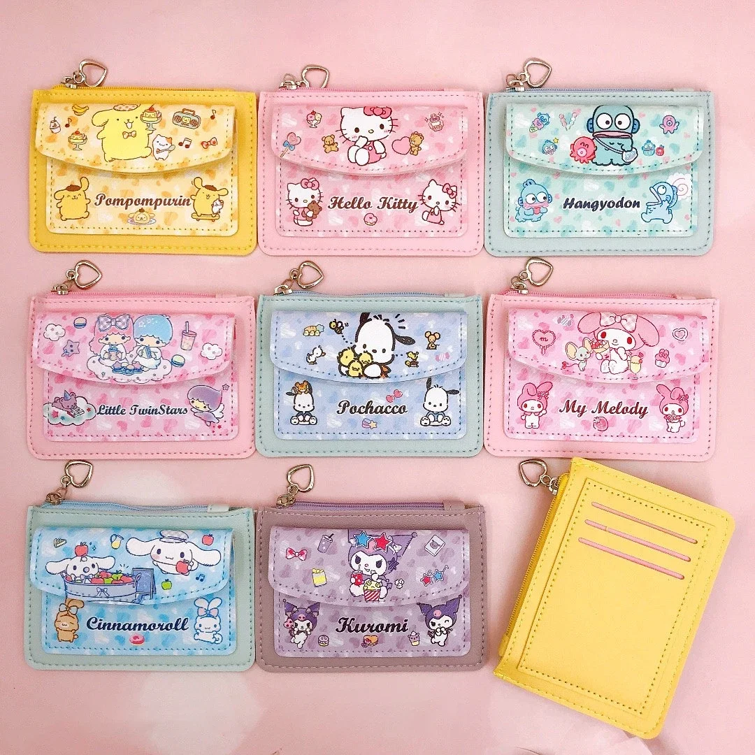 

Sanrio Hello Kitty PU Leather Wallet Kawaii Cartoon Anime Cinnamoroll Kuromi Casual Short Wallets Cute Card Holder Coin Purse