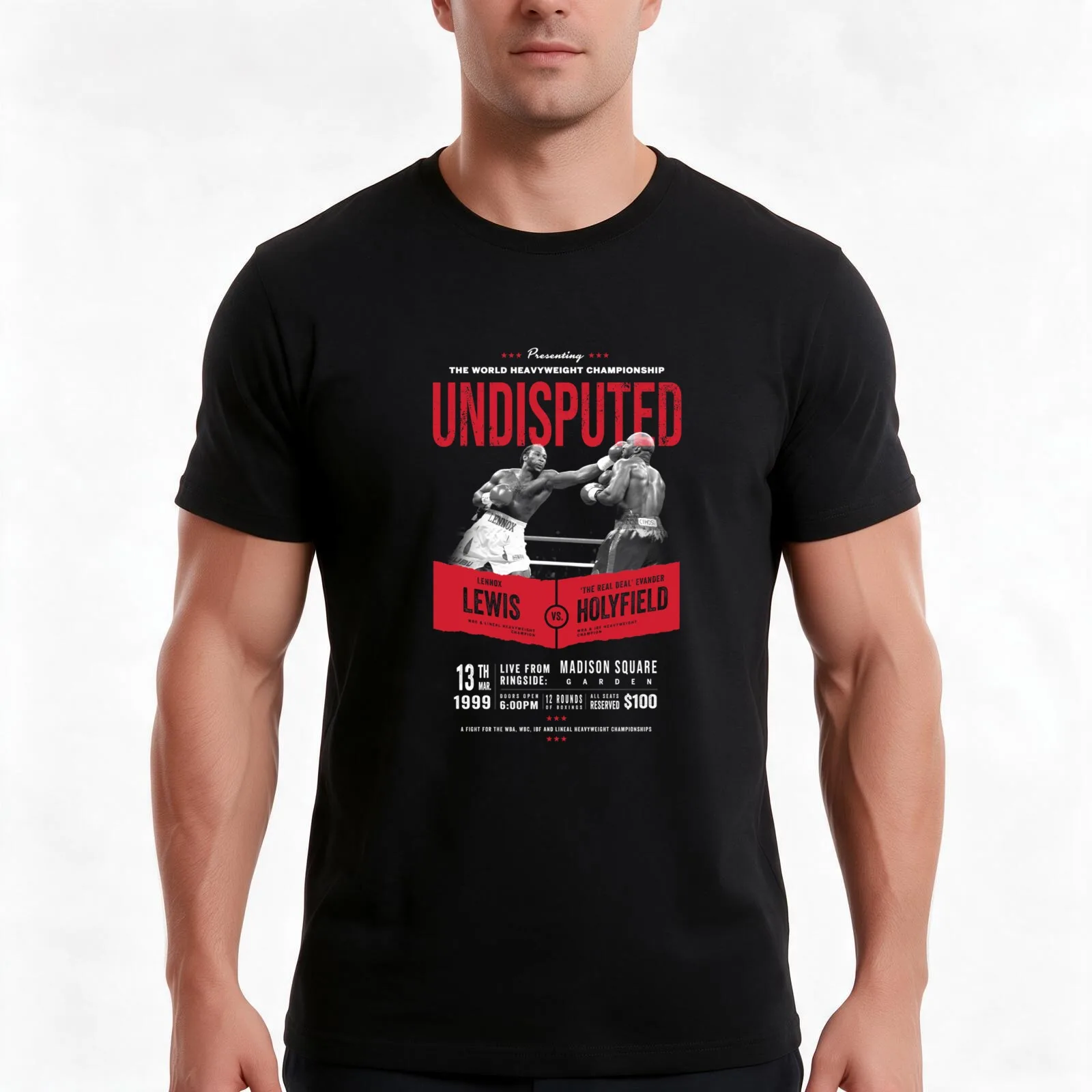Lewis vs Holyfield Undisputed Boxing T-Shirt Summer Casual Cotton Tee Oversized Streetwear Tops Vintage Graphic Print