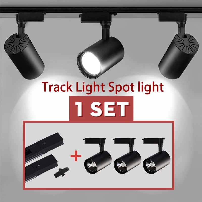 1set Led Track Light Spot LED Rail Light 12W 20W 30W 40W Modern Spotlight Track Lighting Lamp Rail 220V For Home Shop Fixture