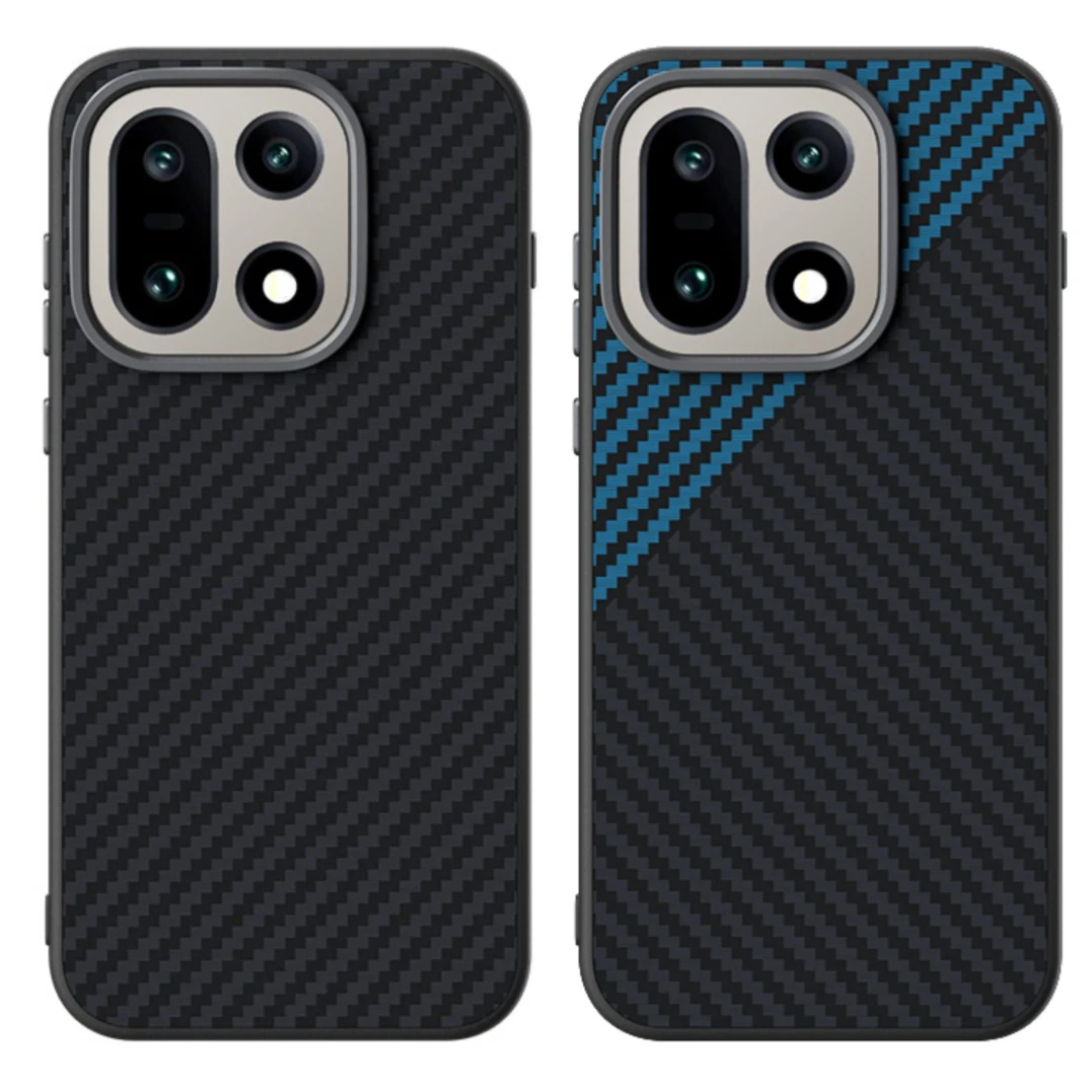 For Magsafe Case For OnePlus 15 Luxury Carbon Fiber Pattern PU leather Magnets Magnetic Wireless Charging Shell Fashion