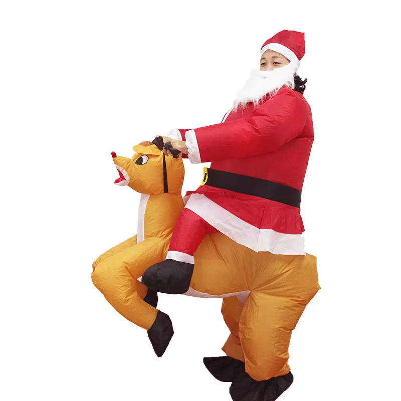 Christmas Bar Party Funny Costume Old Man Riding Deer Inflatable Costume Performance Costume Halloween Doll Dance Table Dress