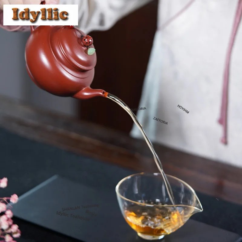 HOYIHM 320ml Boutique Yixing Purple Clay Teapots Handmade Laughing Sakura Pot Raw Ore Dahongpao Mud Kettle Zisha Tea Set Gifts
