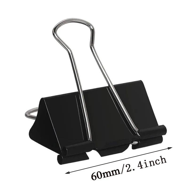 NEW Paper Clip Black Metal Binder Clips File Binder Clips Office School Stationery Paper Document Clips Grip Clamps 60mm