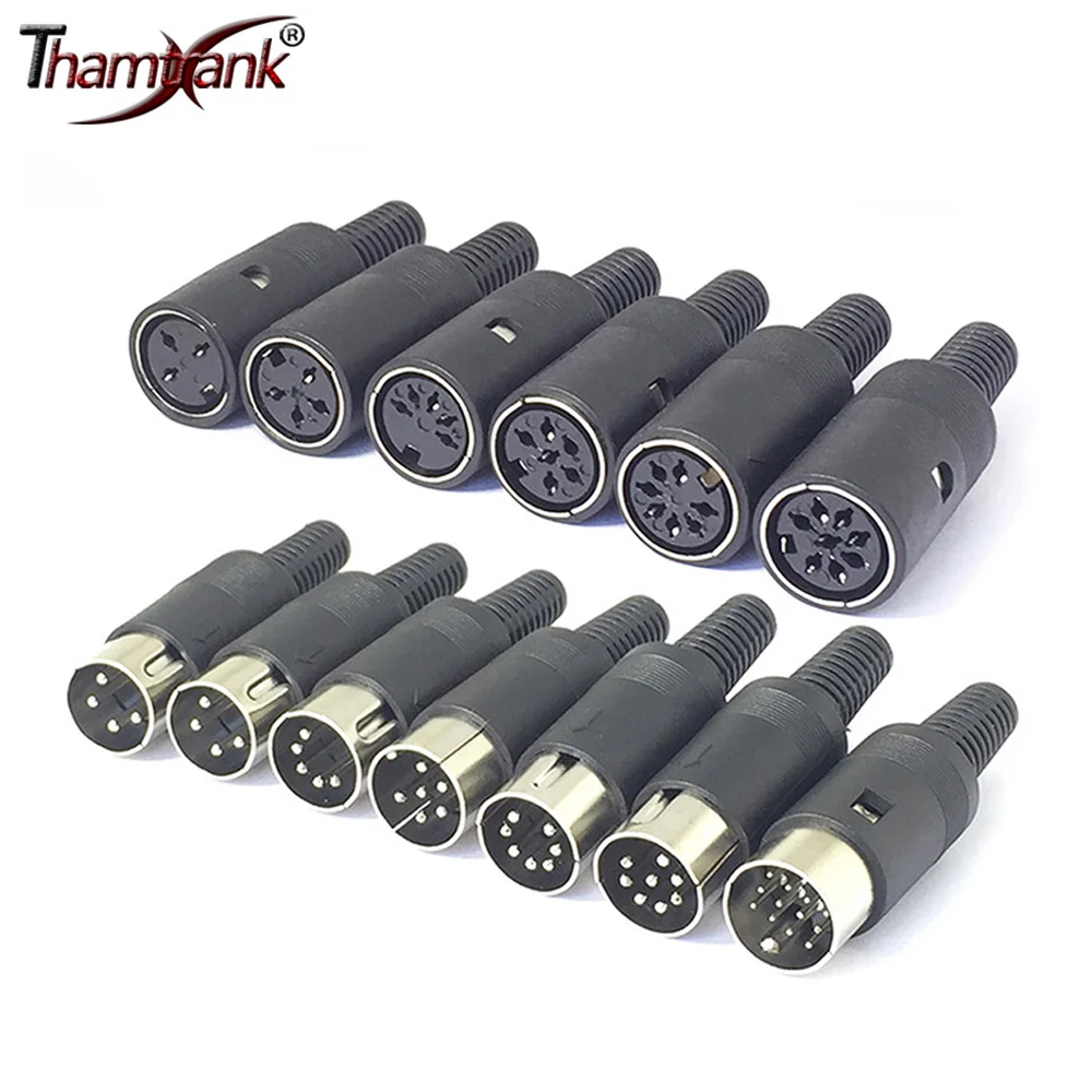 10pcs DIN Connector Male/Female DIN Plug Jack Socket Connector 3/4/5/6/7/8/13Pins Chassis Cable Mount With Plastic Handle