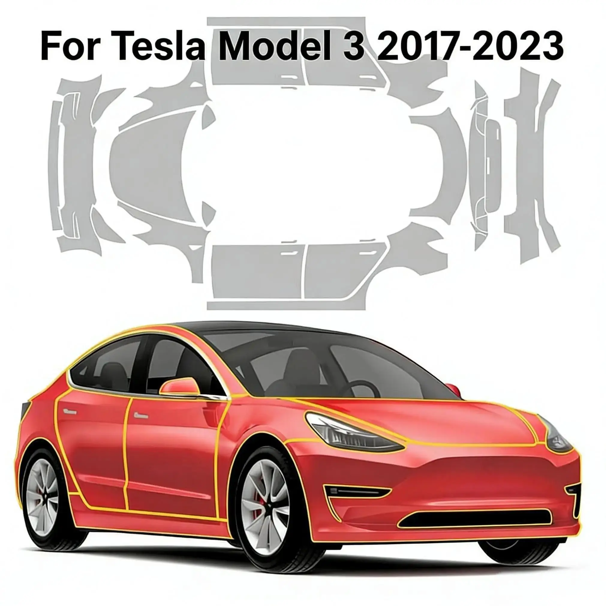 

8.5Mil Pre-cut PPF For Tesla Model 3 2017-2023 TPU Bumper Clear Paint Protection Film Scratch-Resistant Exterior Accessories ﻿