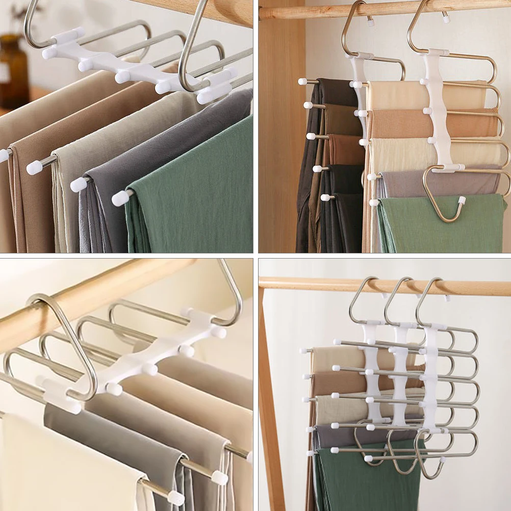 

Stainless Steel Multi Layer Pants Hanger Rack Clothes ganizer Wardrobe Storage Pant Hanger Scarf Rack Home Tool