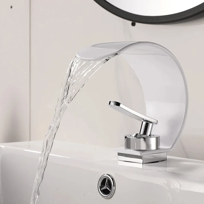 C-type waterfall faucet, washbasin, hot and cold creative personality, bathroom sink, toiletries, bathroom basin faucet