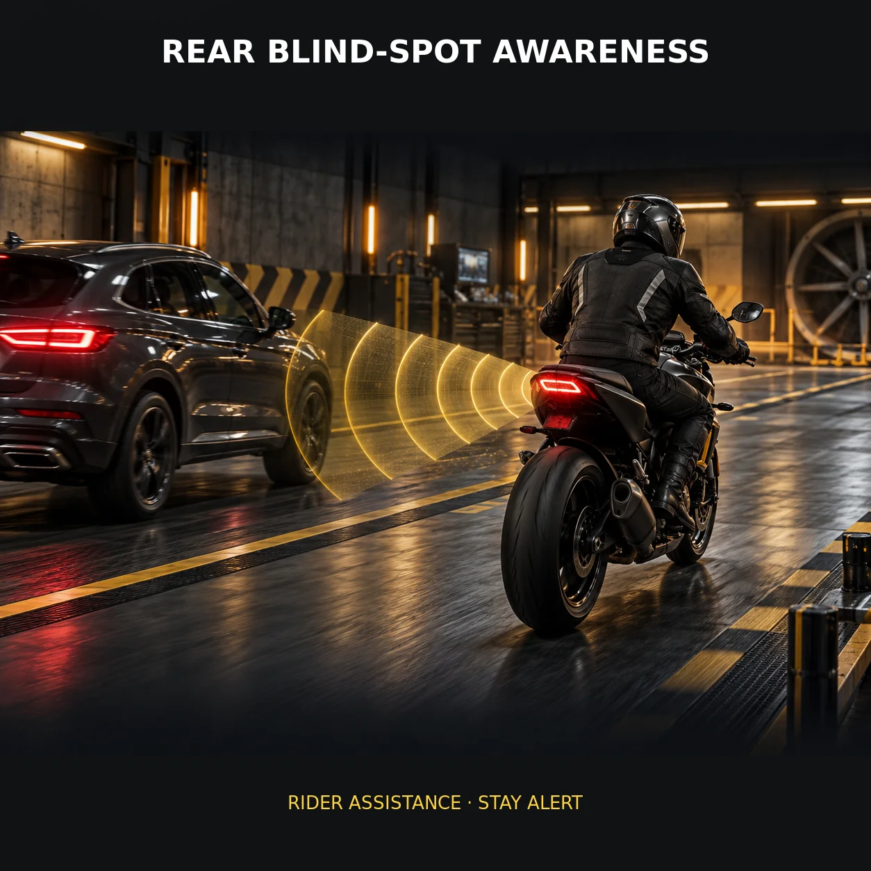 77GHz Motorcycle Performance-Tested Rear Radar with Dual Mirror-Stem LED Alerts, BSD 8.4m and LCA 50m