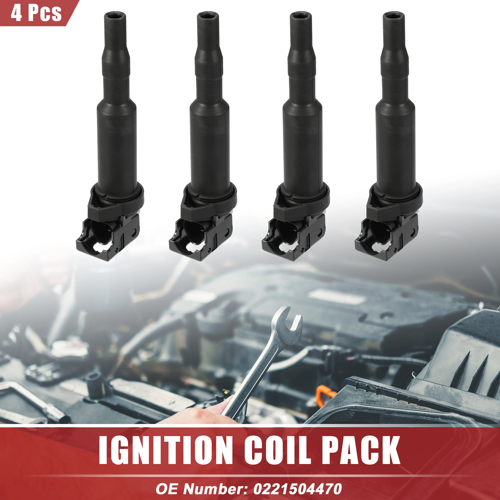 Uxcell 4pcs Automotive Ignition Coil Pack Replacement for BMW 128i 2008-2013 Black