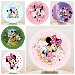 Disney Mickey Minnie Mouse Boys Girl Gift Birthday Party Round Backdrop Custom Children Room Photography Poster Decor Background