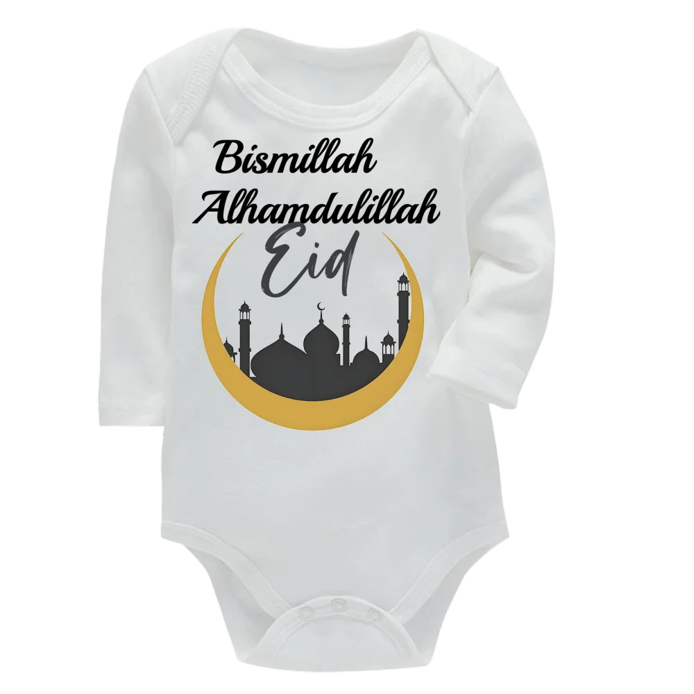 무슬림 신생아 남아 여아 원피스 바지 부드러운 긴팔 원피스 수트 삼각형 크롤링 바지 캐주얼 베이비