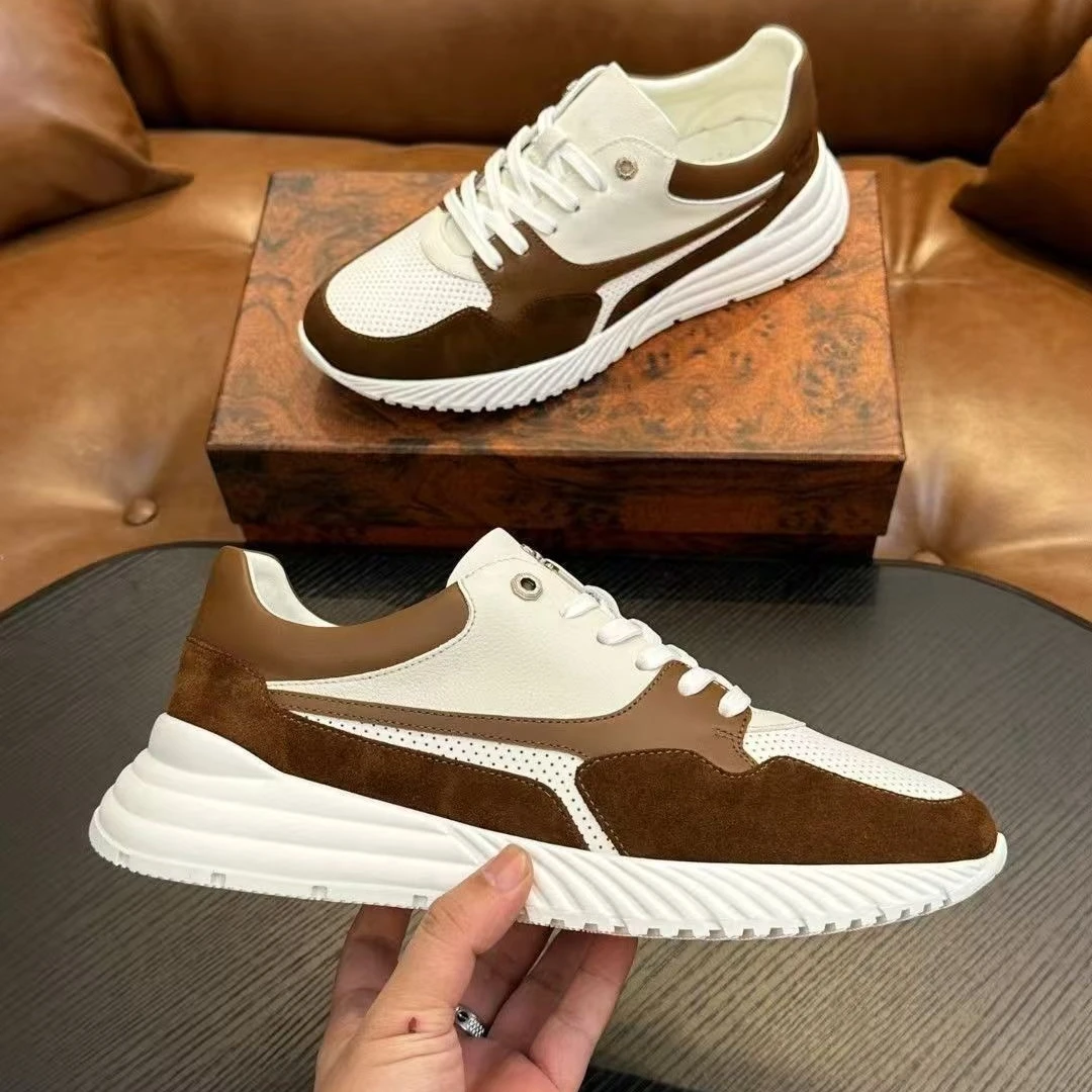 

Праздничные подарки, роскошные брендовые повседневные кроссовки из телячьей кожи, мужская обувь ручной работы, дышащая спортивная повседневная обувь для бега, велоспорта