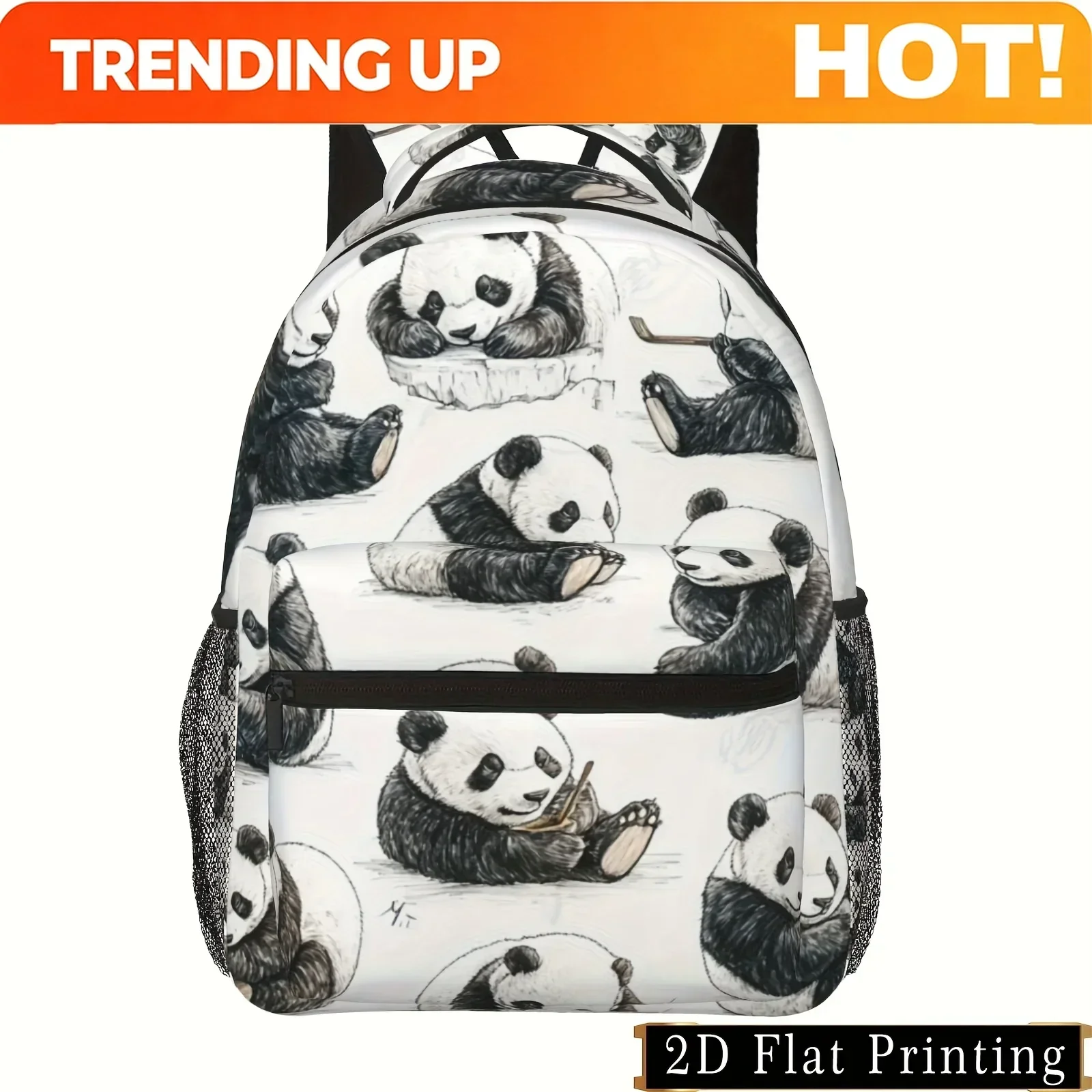 Custom Custom Girls & Boys Panda Backpack With Padded Back & Waist Protection - Cute Panda Print School Backpack With Tablet Poc