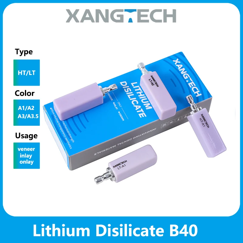 

XANGTECH HT/LT Дисиликат лития B40 Стоматологические блоки Cerec Стеклокерамика A1/A2/A3 Цвета для лаборатории