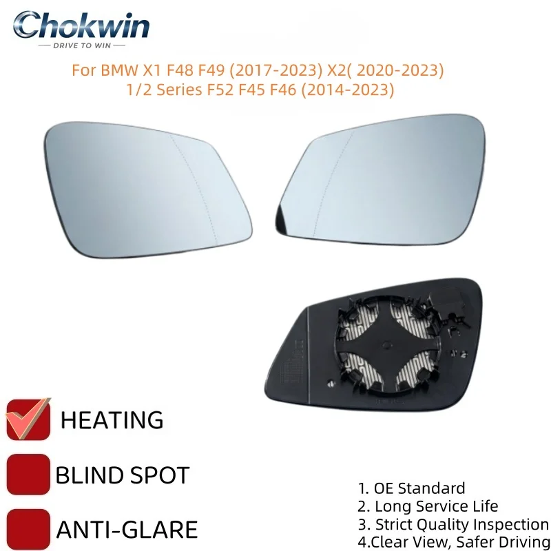 For BMW X1 F48 F49 (2017-2023) X2( 2020-2023) 1/2 Series F52 F45 F46 (2014-2023) Car Rearview With Heated Function Mirrors Glass