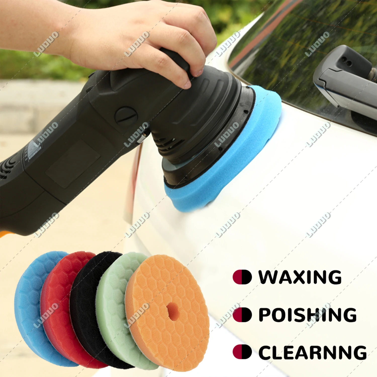 5/6 Inch 125/150mm Heavy Cutting Sponge Pad Car Headlight Buffing Waxing Detailing Washing Cleaning Polishing Disc Pads Kit