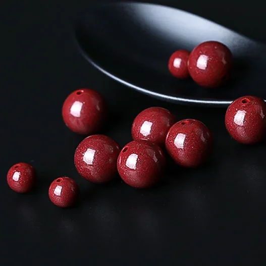 5A Natural Cinnabar 6-12mm Zinnober Genuine Vermilion Single Bead DIY Jewelry Material