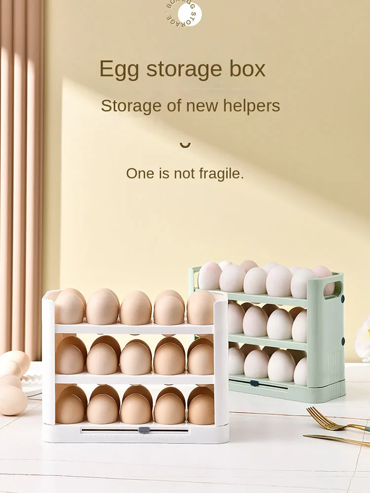 

Egg Storage Box Plastic Organizer Rolling Slide Container Multi-layer Refrigerator Holder Tray Organizations Kitchen Accessories