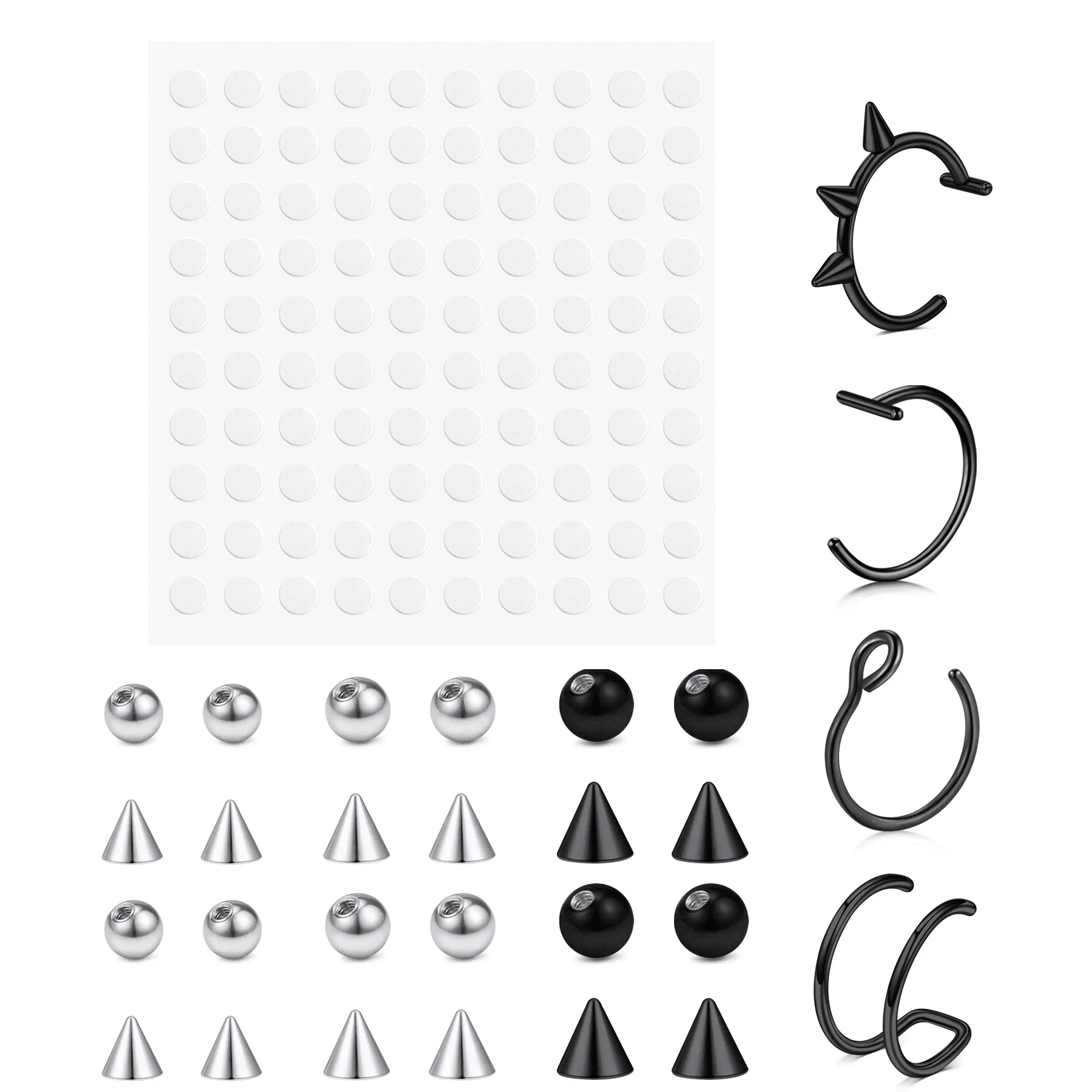 Fake Nose Stud Fake Nose Ring Stud Fake Nose Piercing Fake Eyebrow Ring Stick On Fake Lip Piercing For Women Fake Earring Stud