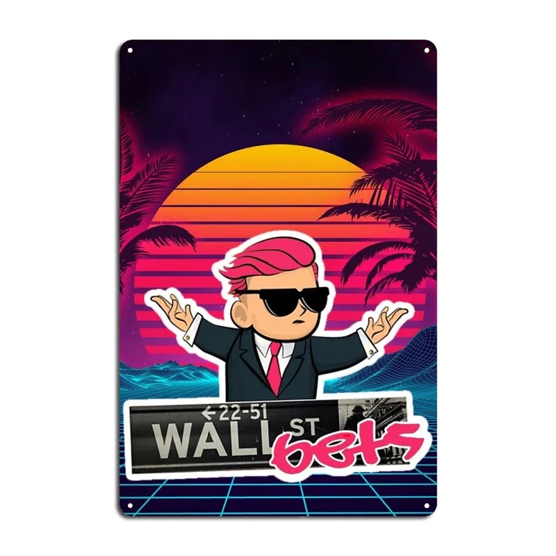 Wallstreetbets  Game Stop Metal Signs Wall Decor Designing Party Wall Cave Wall Street BetsThe Wolves Tin sign Posters