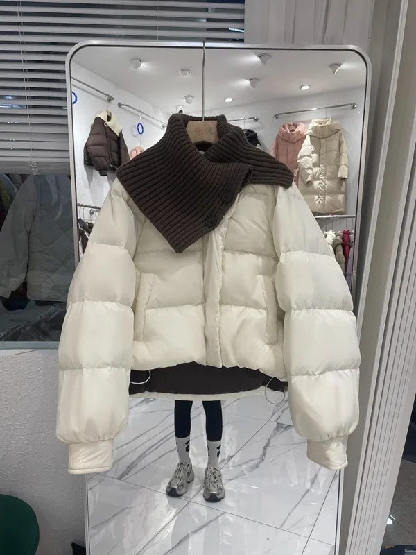 

Korean Sle Loose ort Cotton Jaet Women's Coat Thi Warm Bread Sle Outerwear Small Size Friendly Commute Wear
