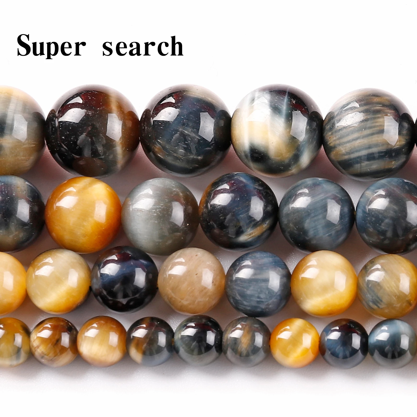Natural Stone Blue Golden Tiger Eye Spacer4 6 8 10 12mm Round Loose Beads Fit DIY Charms Jewelry Making Bracelet Necklace