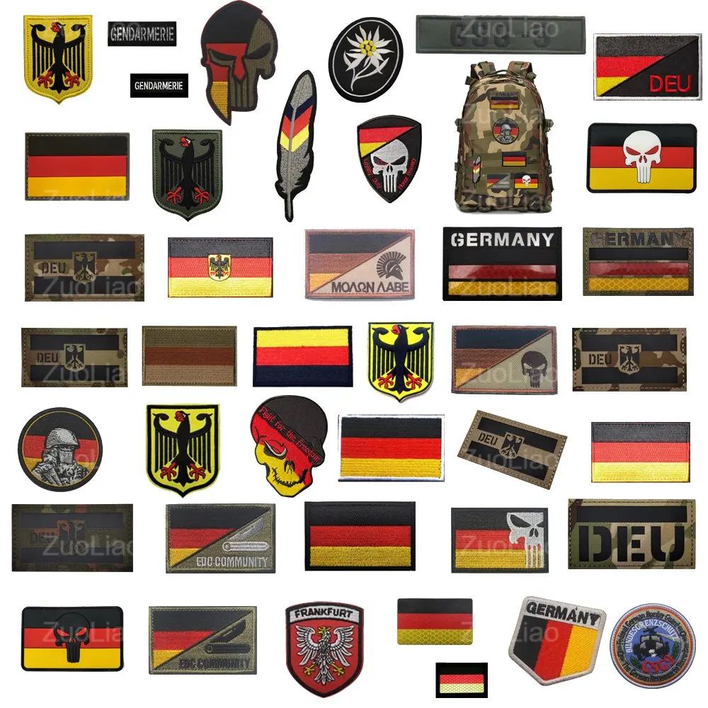 Military Fan IR  Reflective Germany Flag DEU  Armband Backpack Patch Jungle Camo Outdoor Bag Badge with Patches for Clothing