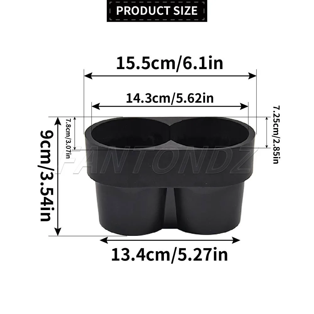 Double Cup Drink Holder Insert For Fiat 500 Abarth 595 2009-2017 Black Center Console Drink Storage ABS Replacement Part