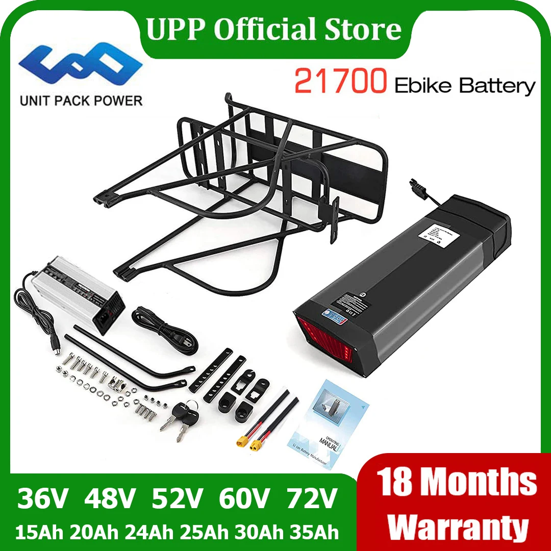 Original 21700 EBike Battery Rear Rack 52V 48V 28Ah 30Ah 35Ah 25Ah 24Ah 50E L-G for 2000W 1500W 1000W 750W 500W 24\