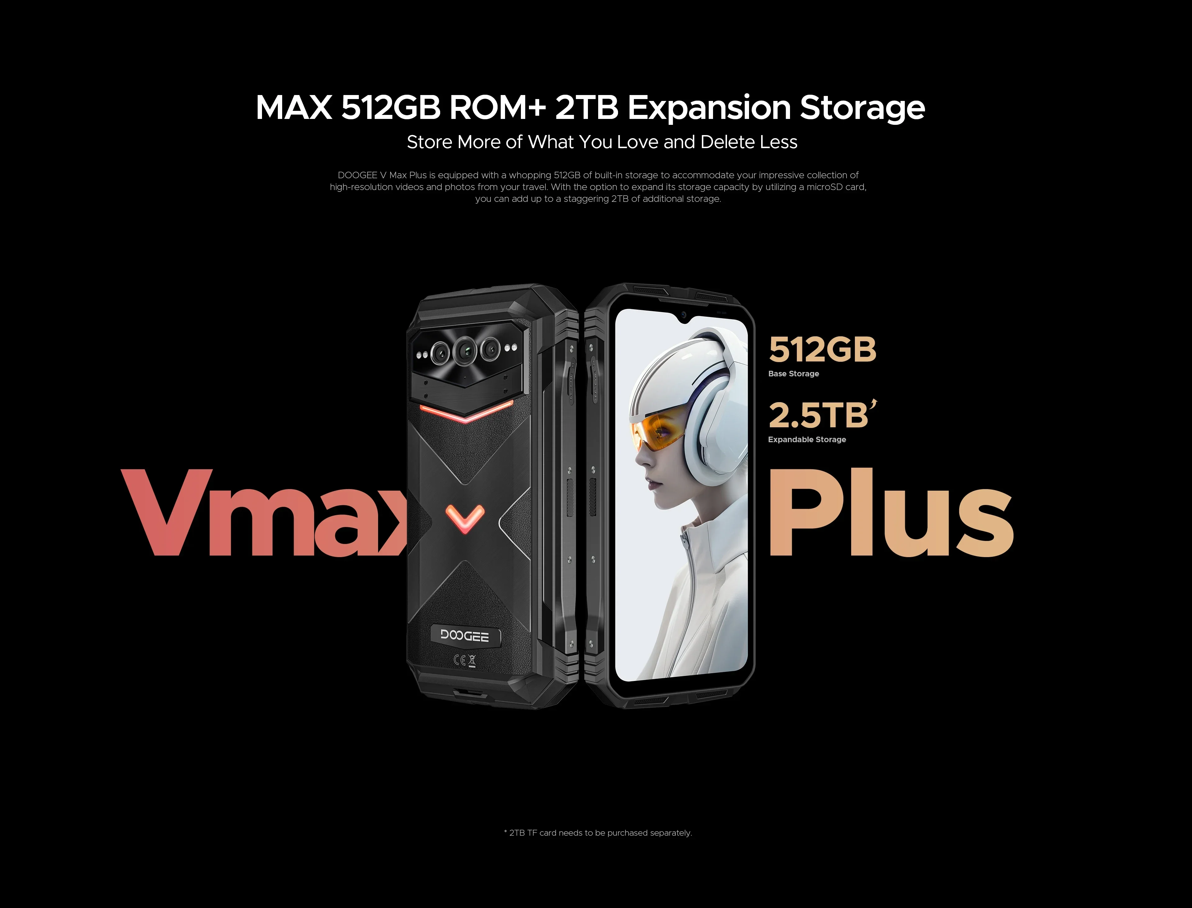 DOOGEE V Max Plus Rugged Phone 6.58" Display Dimensity 7050 Telephone Portable 36GB+512GB 22000mAh 200MP Smartphone Android 14