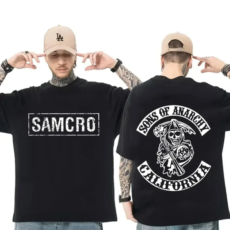 

Sons of Anarchy Letter Pattern 3D Printed Round Neck Short Sleeved Breathable Quick Drying Loose Comfortable Daily T-shirt