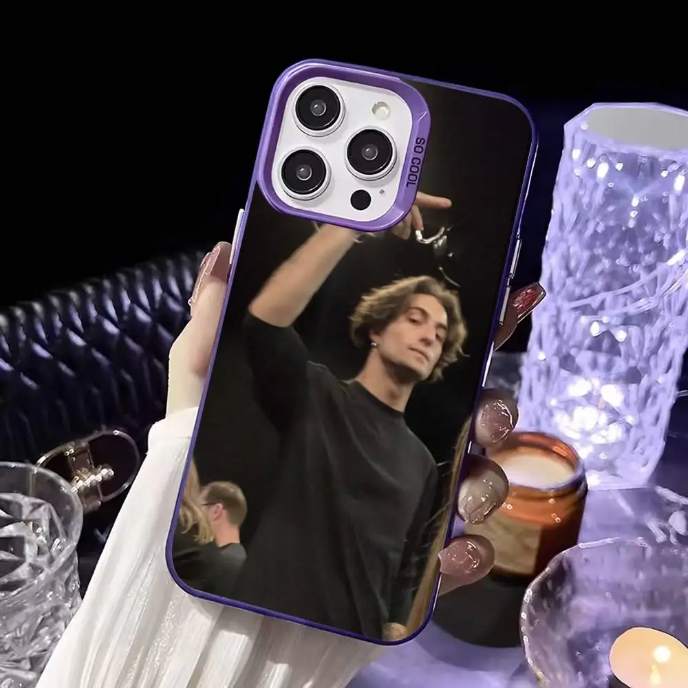 حافظة هاتف M-Maneskin Damiano David لهاتف iPhone17,16,15,14,13,12,11,Mini,Pro,SE,MAX,plus,Purple Matte غطاء سيليكون #2