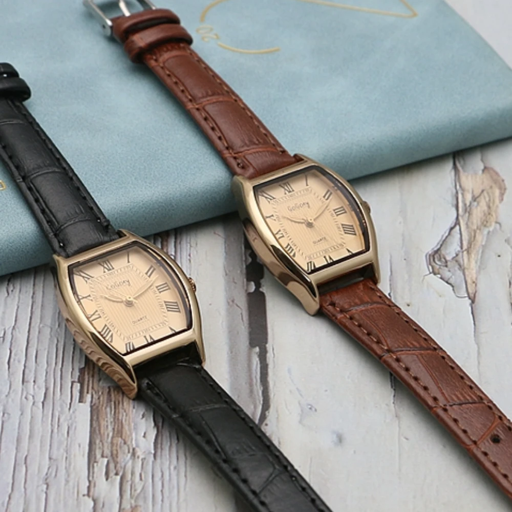 Vintage Brown Ladies Watch for Women Wristwatches Retro Leather Bracelets Watch Classic Waterproof Reloj Mujer relogios feminino