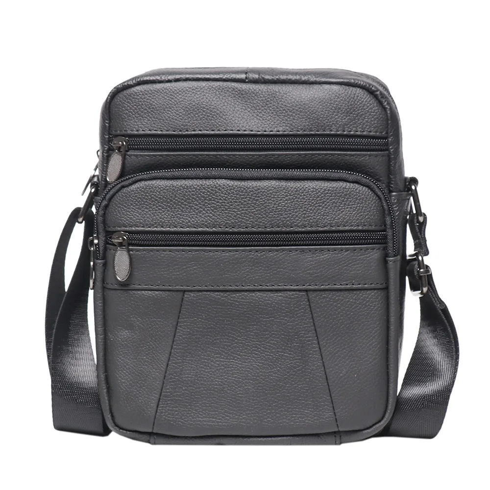 

Nesitu High Quality Black Genuine Leather Small Women Men Shoulder Messenger Bags for 7.9'' Ipad Cowhide Phone Purse Male M1105