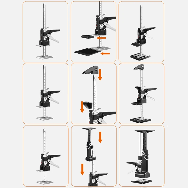 1pc Cabinet Jacks, Adjustable 0 to 23.6 inch for Furniture Lifter Jacks for Wall Tile Height Adjuster Handheld Bricklayer Tool