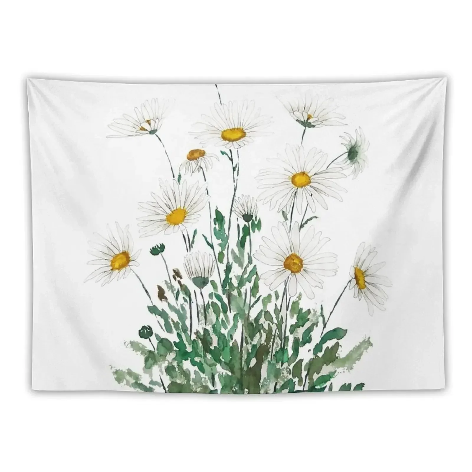 white Margaret daisy watercolor Tapestry Wall Coverings Christmas Decoration Room Decor Aesthetic Room Decor Tapestry